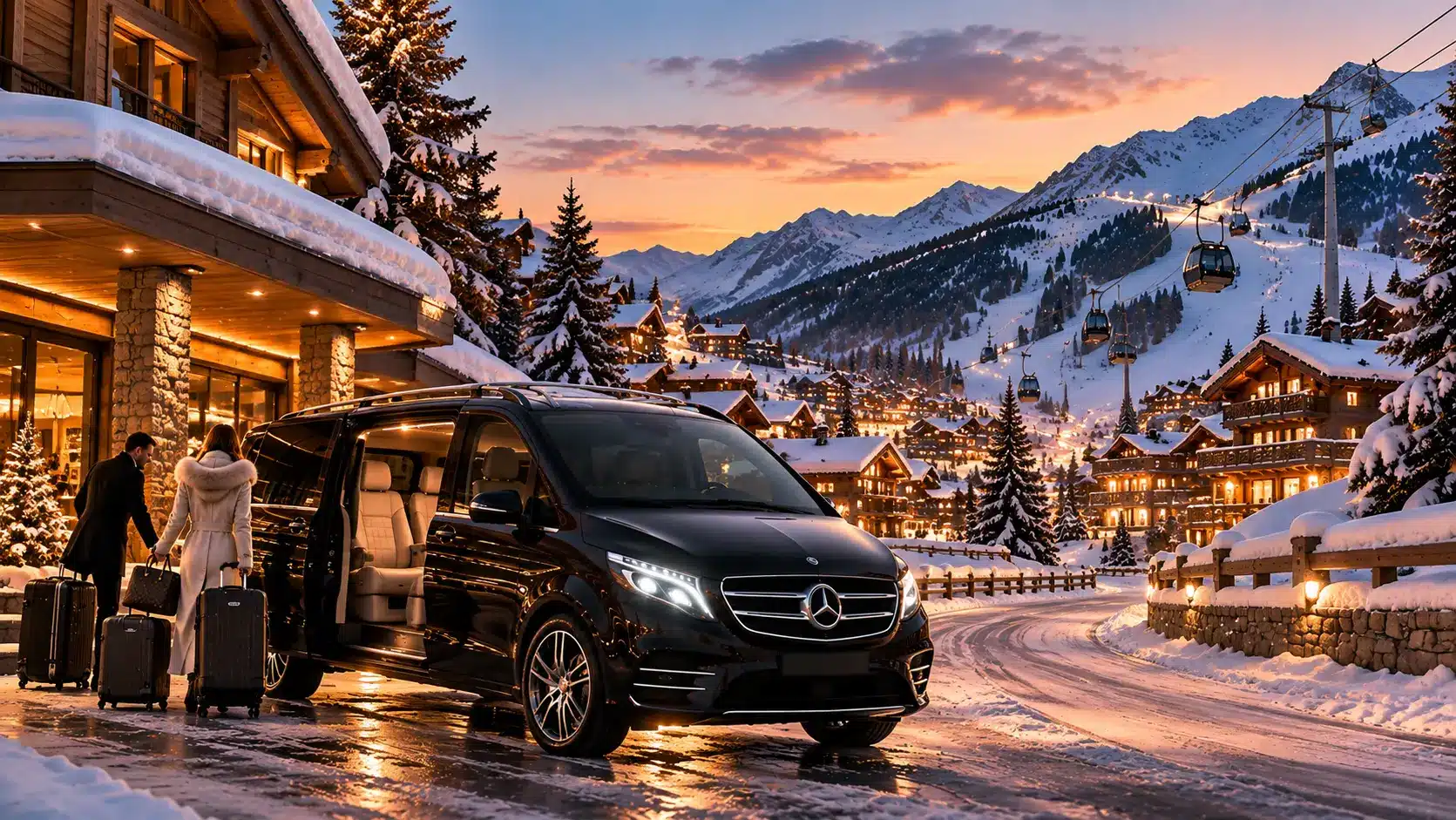 Chambéry to Méribel transfer — private Mercedes van in Méribel