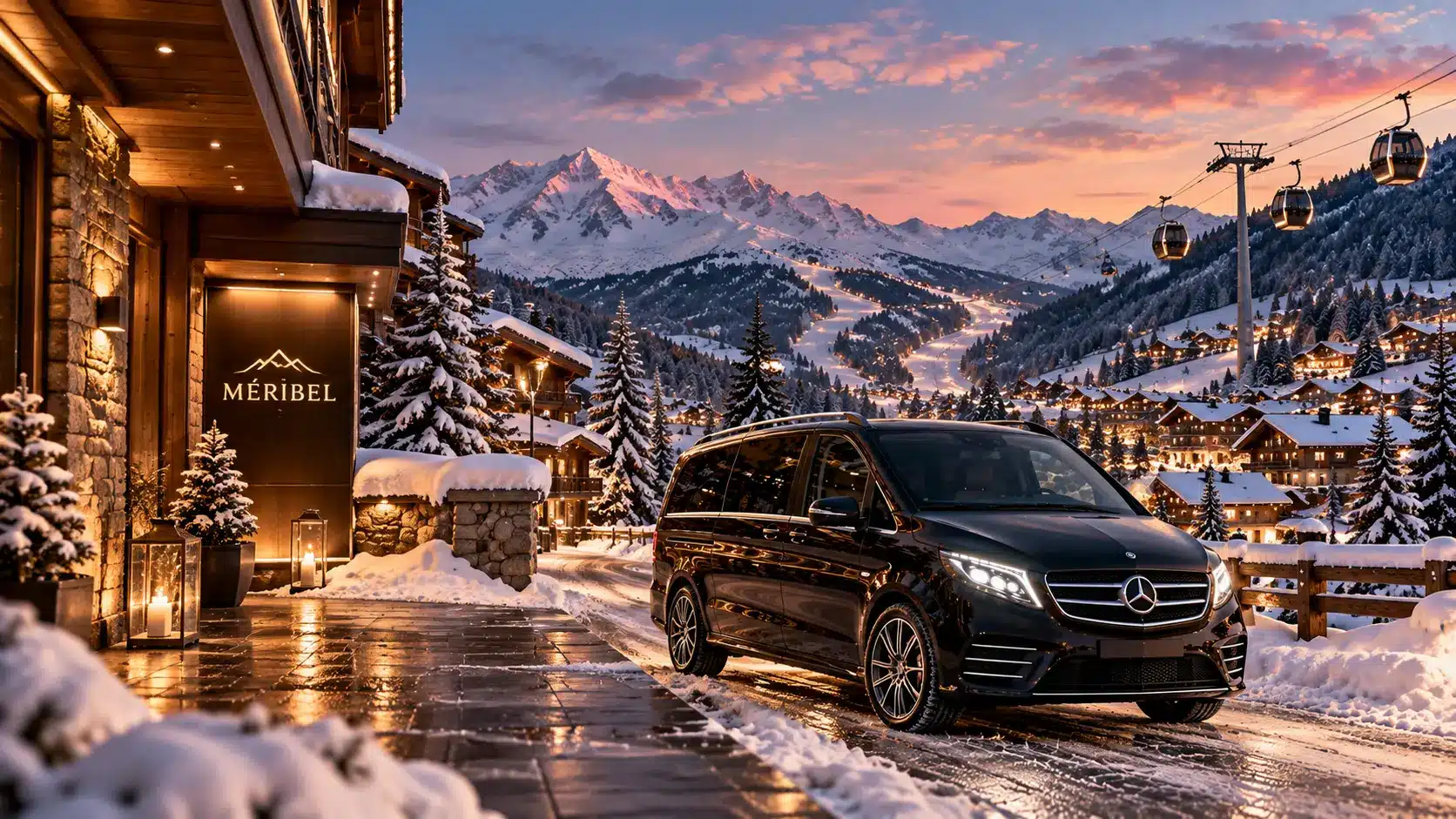 Geneva to Méribel transfer — private Mercedes van in Méribel