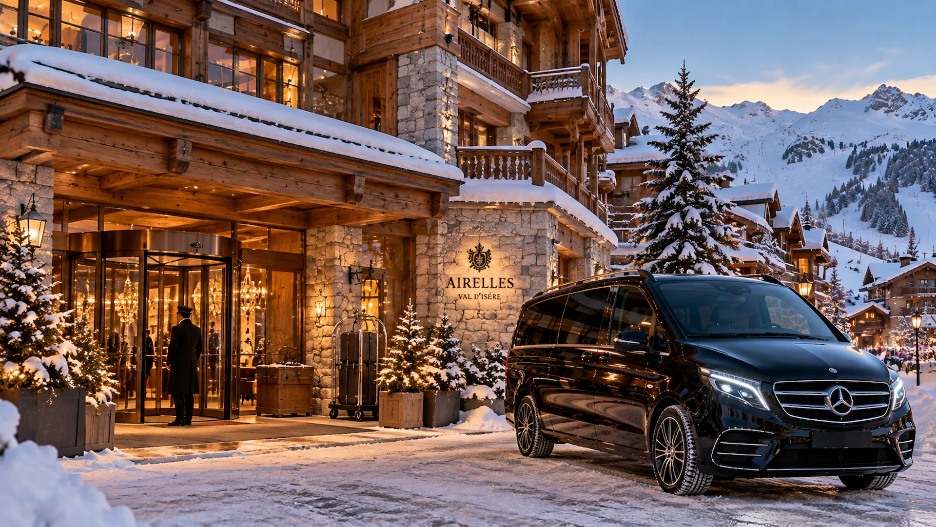 Private driver Val d'Isère — Mercedes V-Class in the Espace Killy