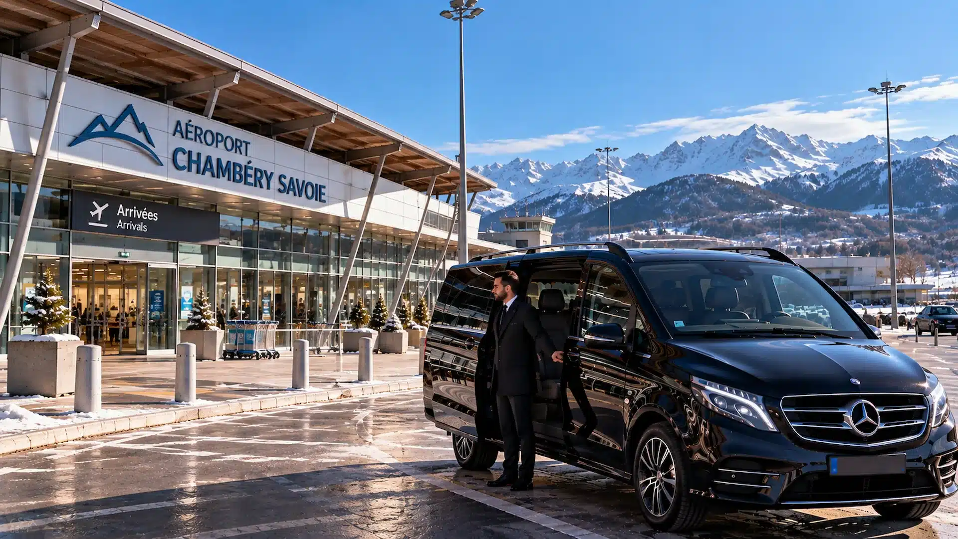Chambéry airport ski transfers — private Mercedes van to the French Alps