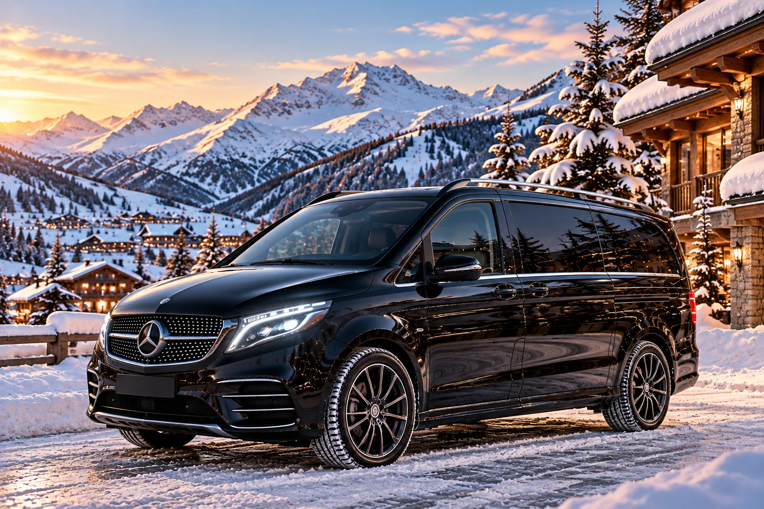 Mercedes V-Class private chauffeur at disposal in Courchevel